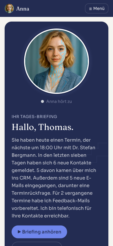 Anna Mobil auf dem Smartphone: das Tages-Briefing